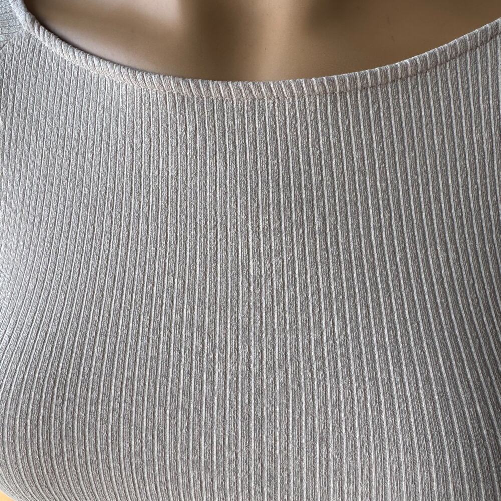 Aerie Ribbed Open Back Fitted T-Shirt Empire Cream Clean Girl Minimalist - XS - Picture 5 of 11
